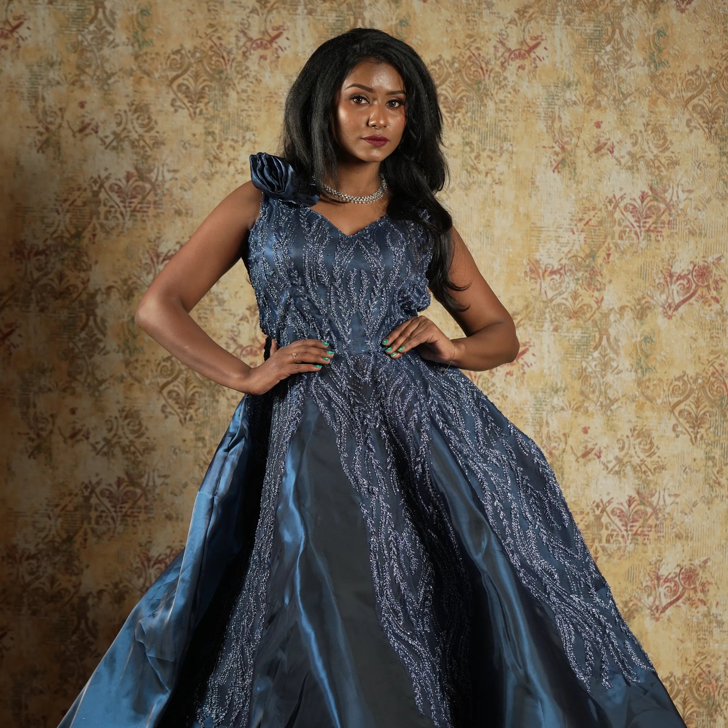 Dark Blue Designer Gown