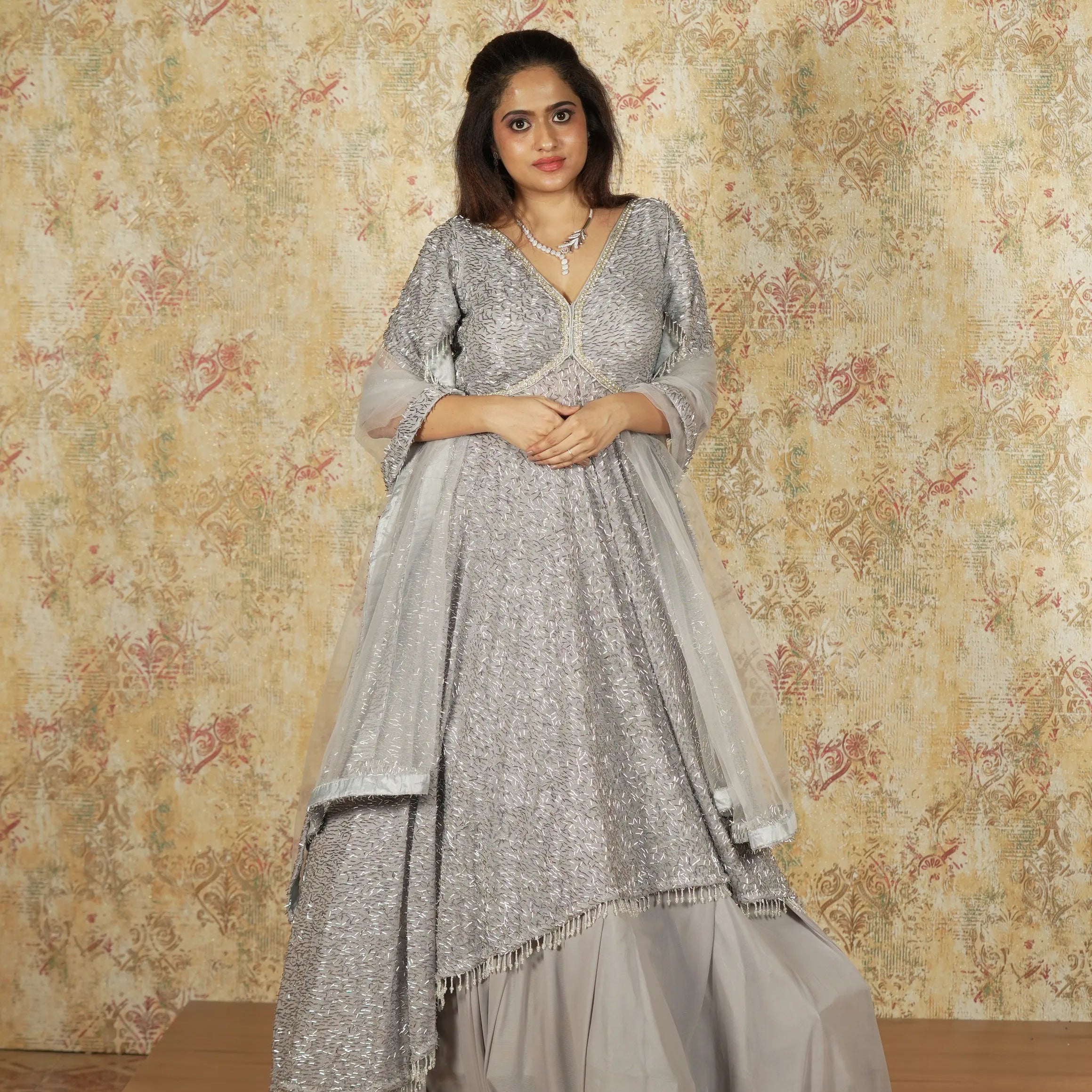 Silver Grey Designer Gown