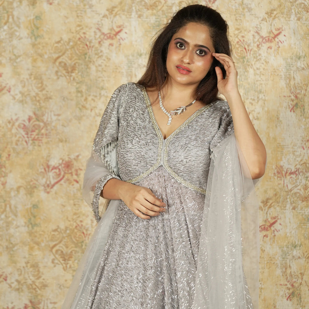 Silver Grey Designer Gown