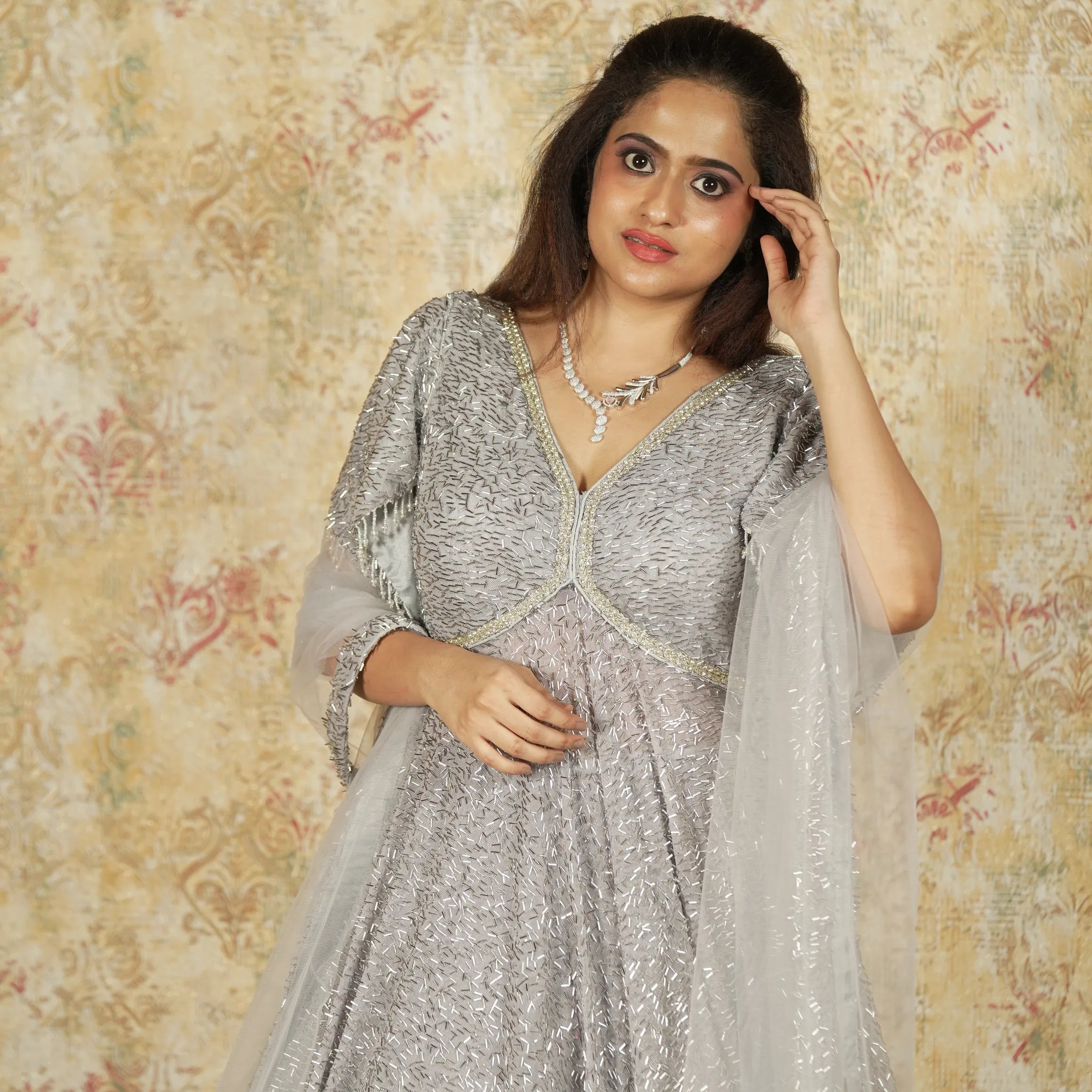 Silver Grey Designer Gown
