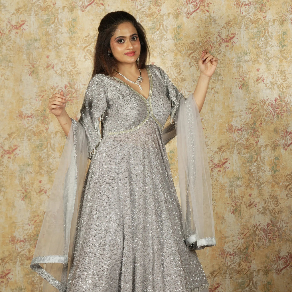 Silver Grey Designer Gown