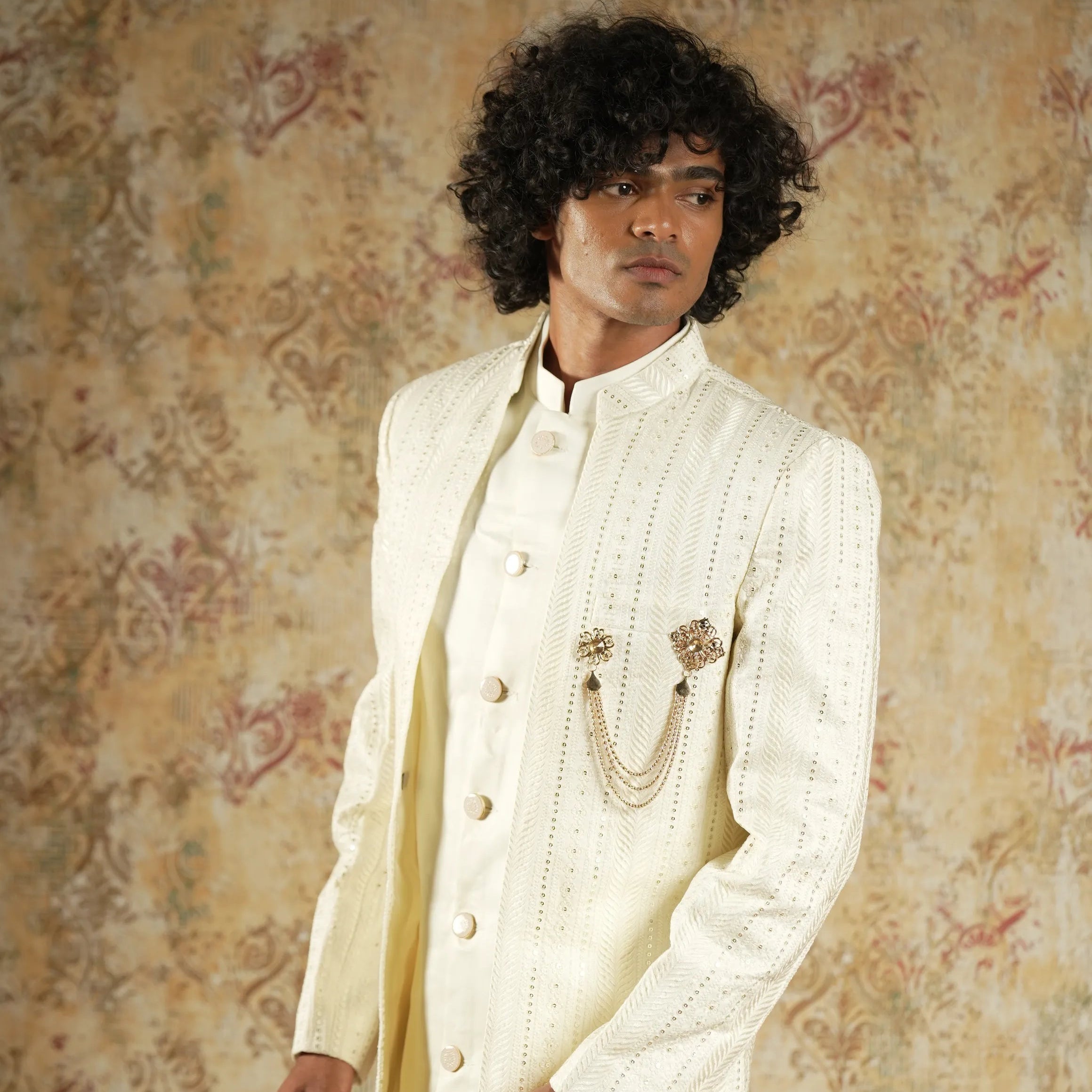 White Indo-Western Groom Outfit