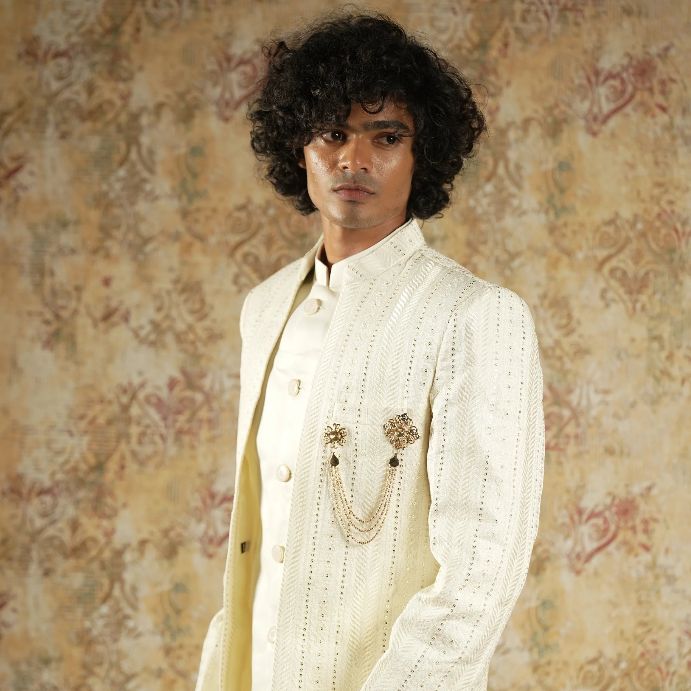 White Indo-Western Groom Outfit