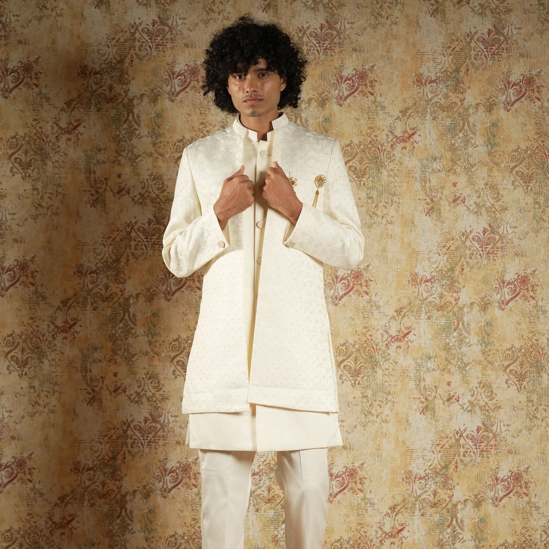 White Indo-Western Groom Outfit