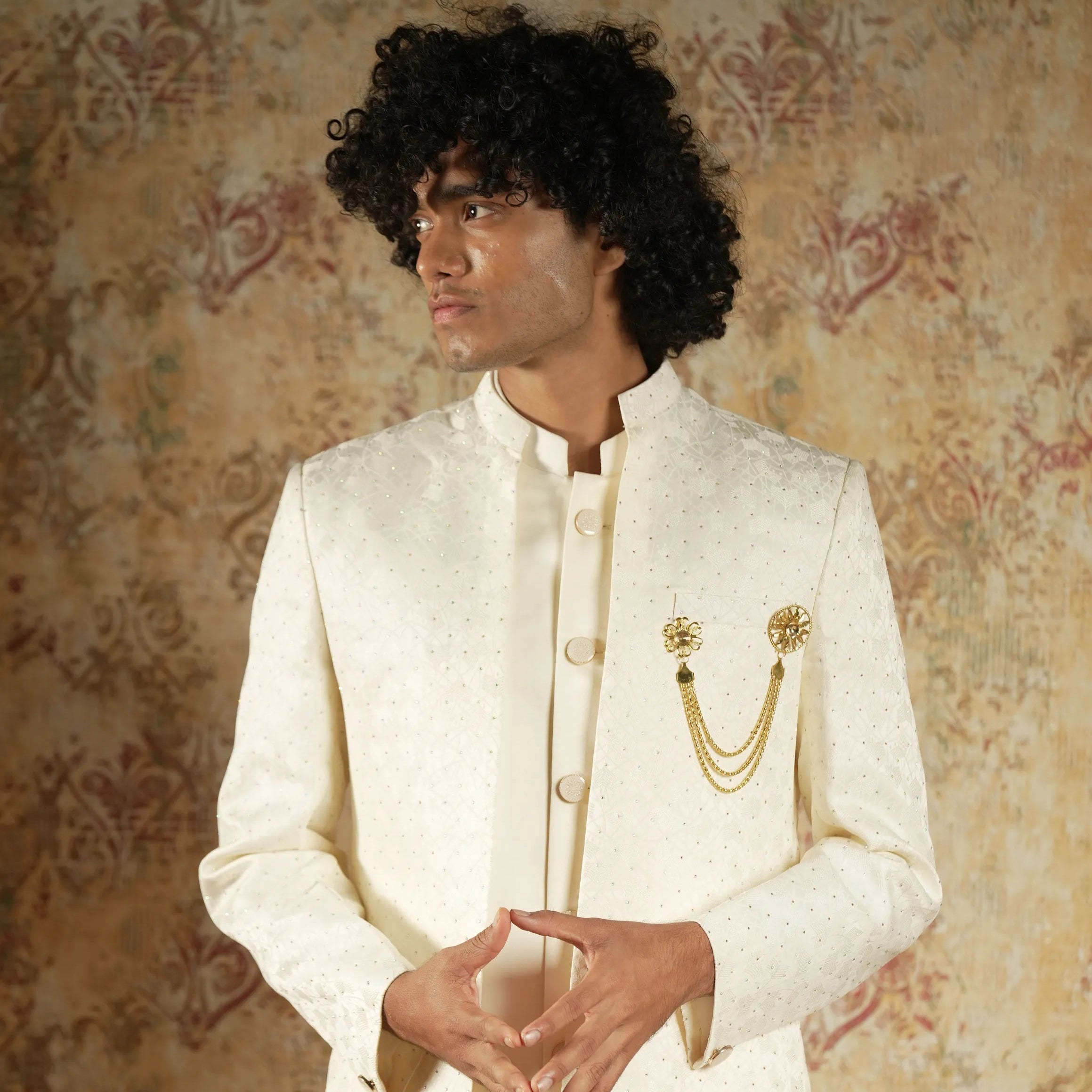 White Indo-Western Groom Outfit