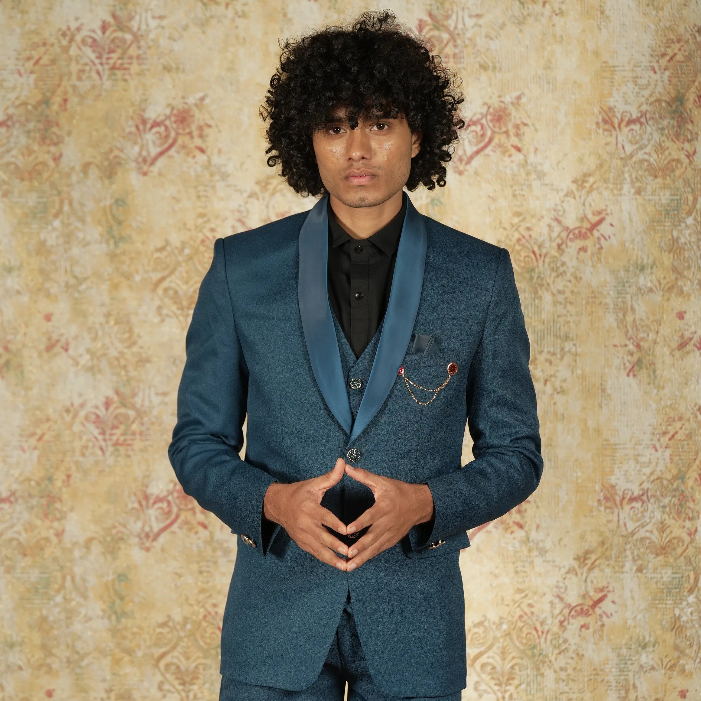 Teal Blue Designer Tuxedo Suit