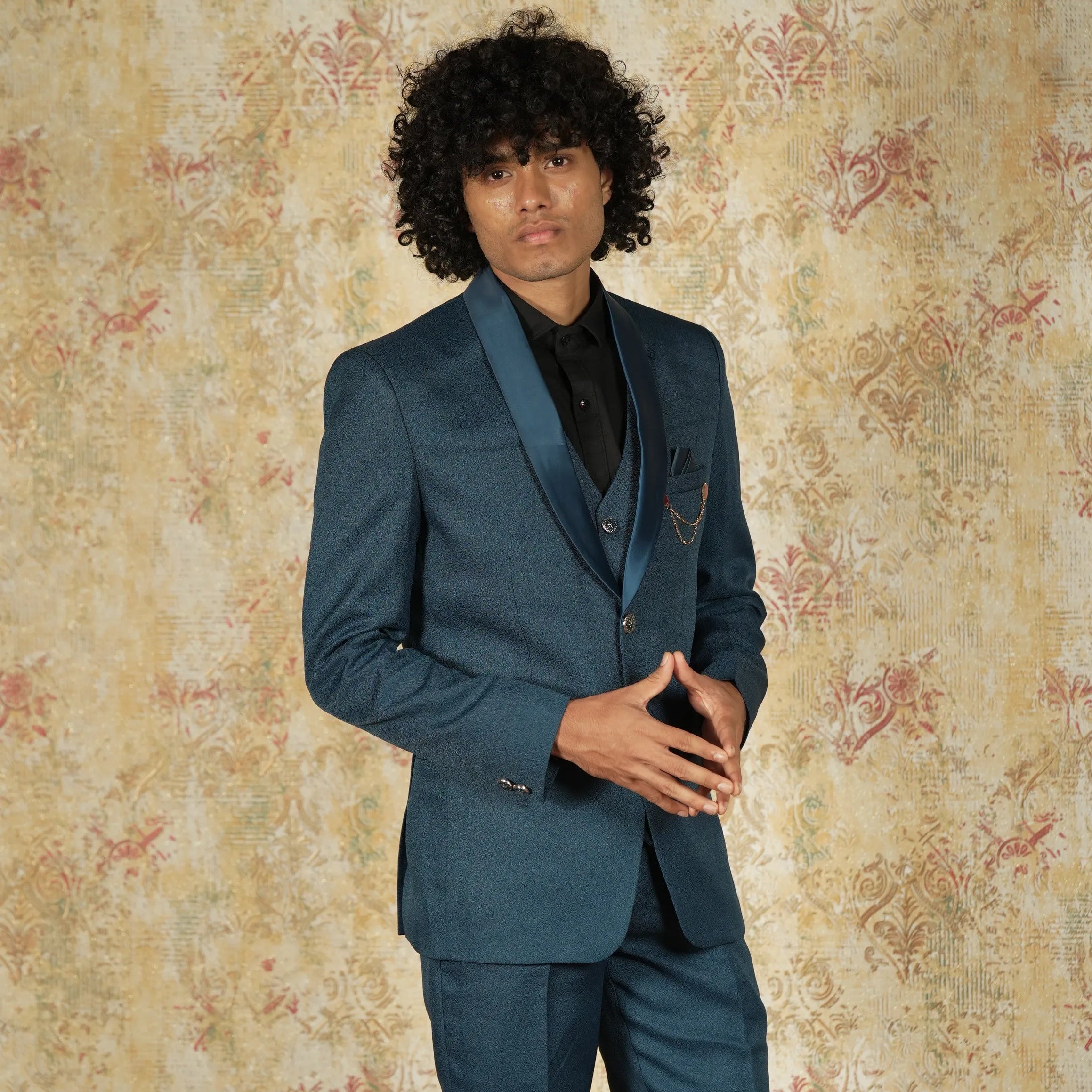 Teal Blue Designer Tuxedo Suit