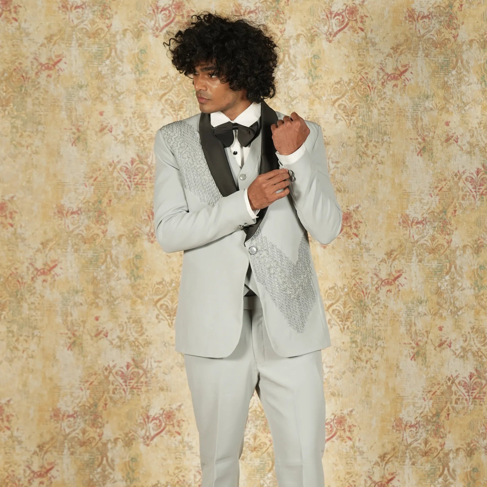 Light Grey Designer Tuxedo Suit