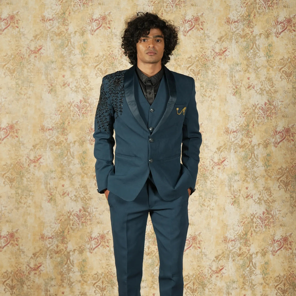 Dark Blue Designer Groom Suit