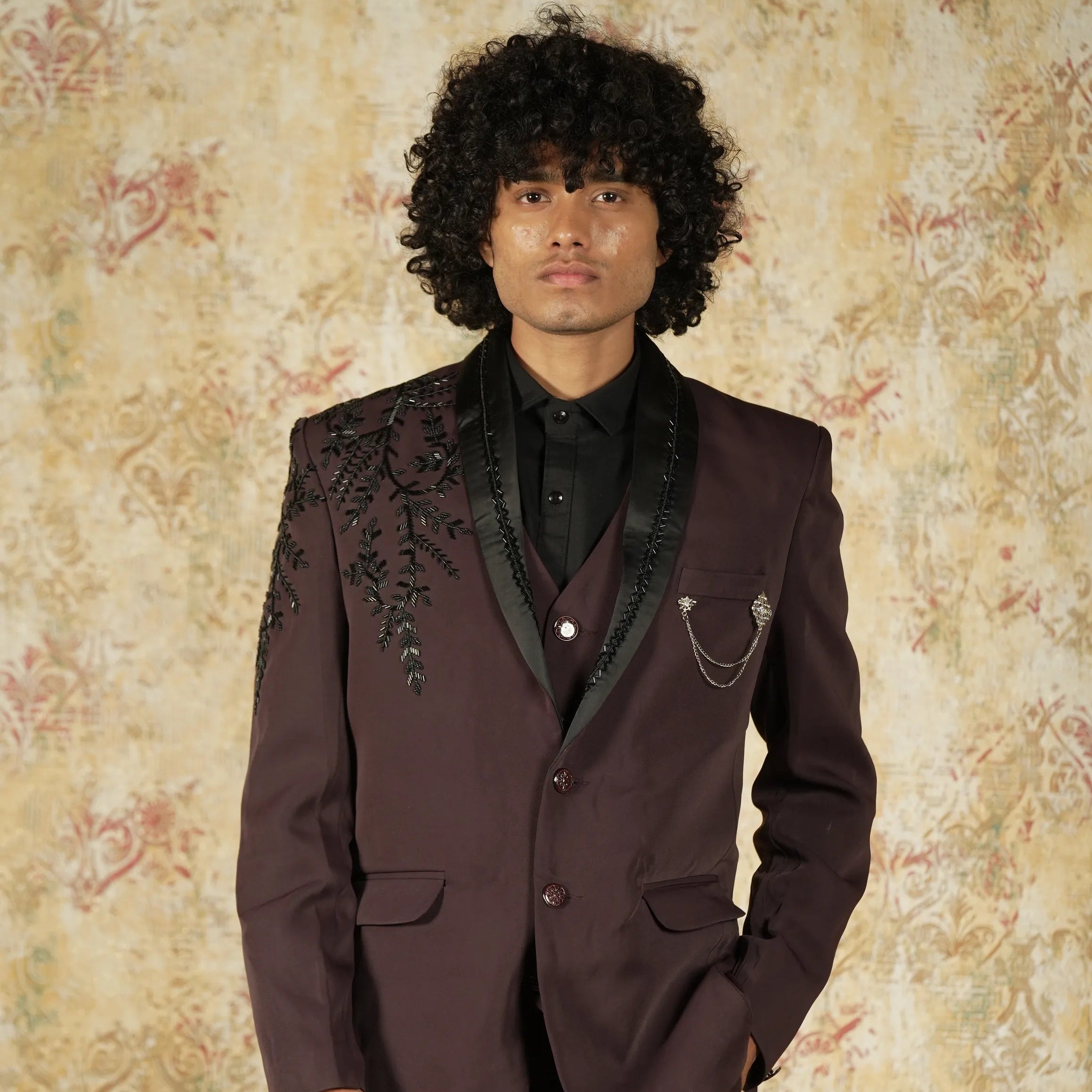 Maroon Designer Groom Suit