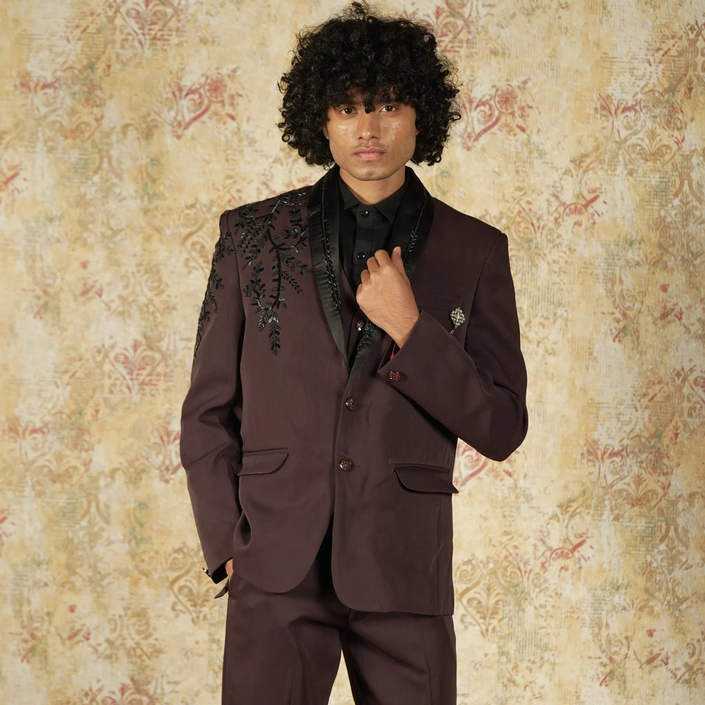 Maroon Designer Groom Suit