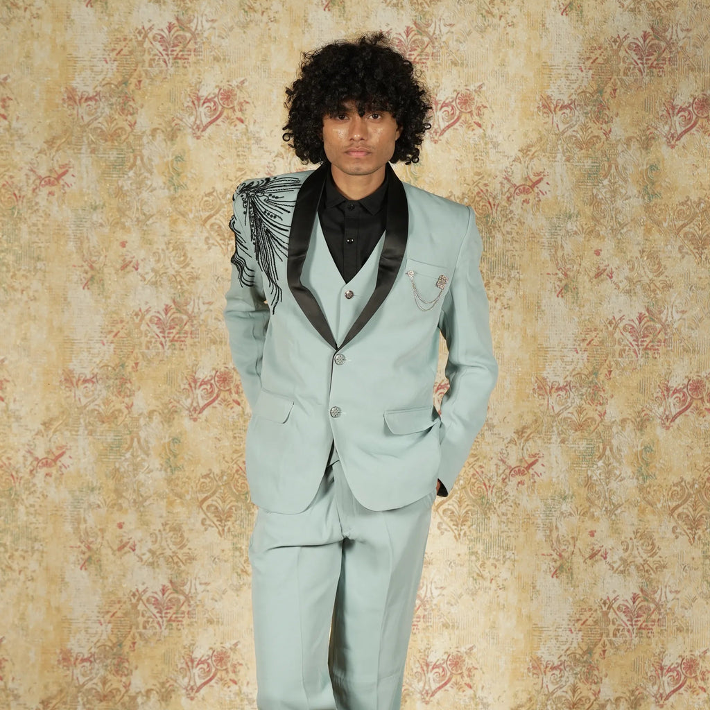 Blue Designer Groom Suit