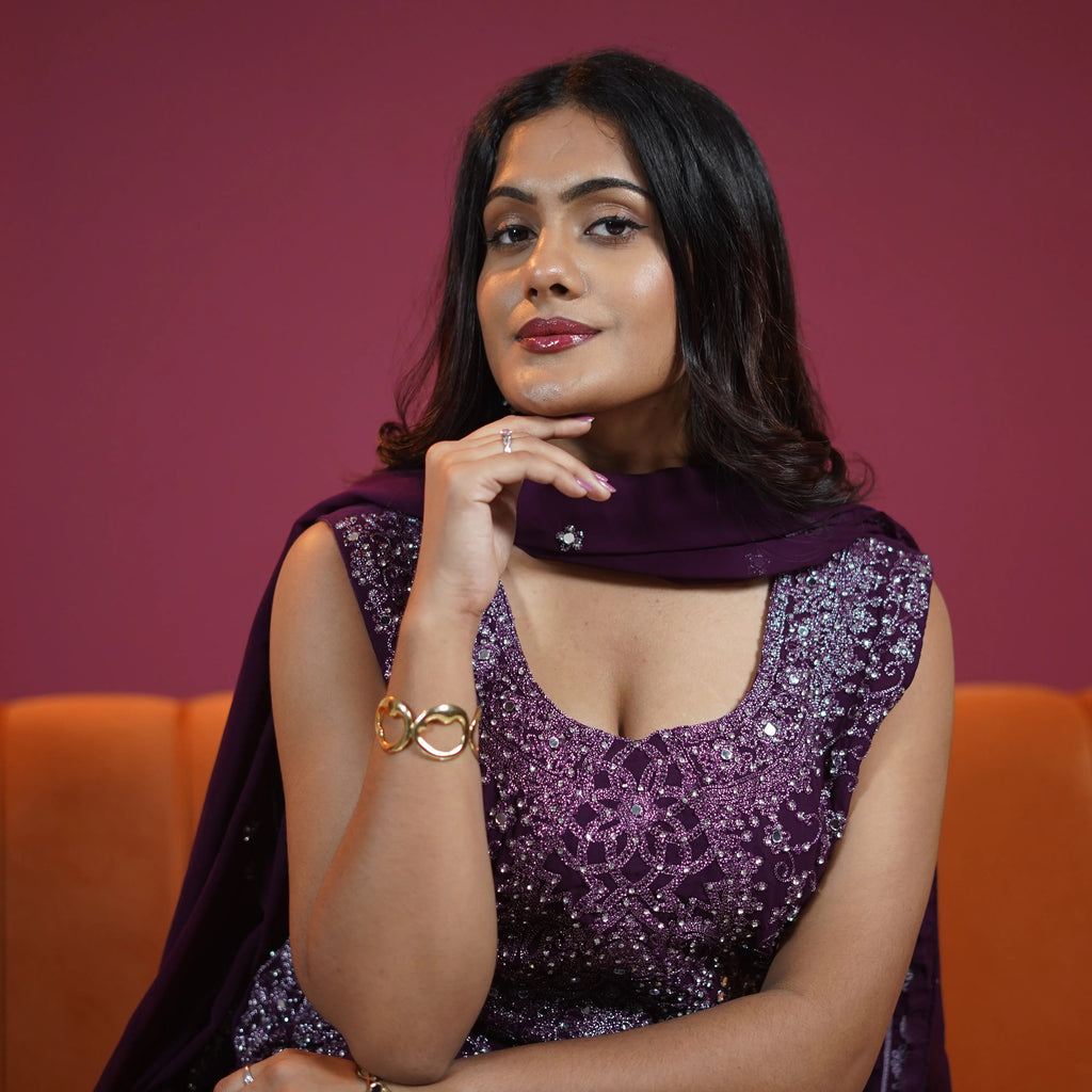 Purple Designer Sharara Set