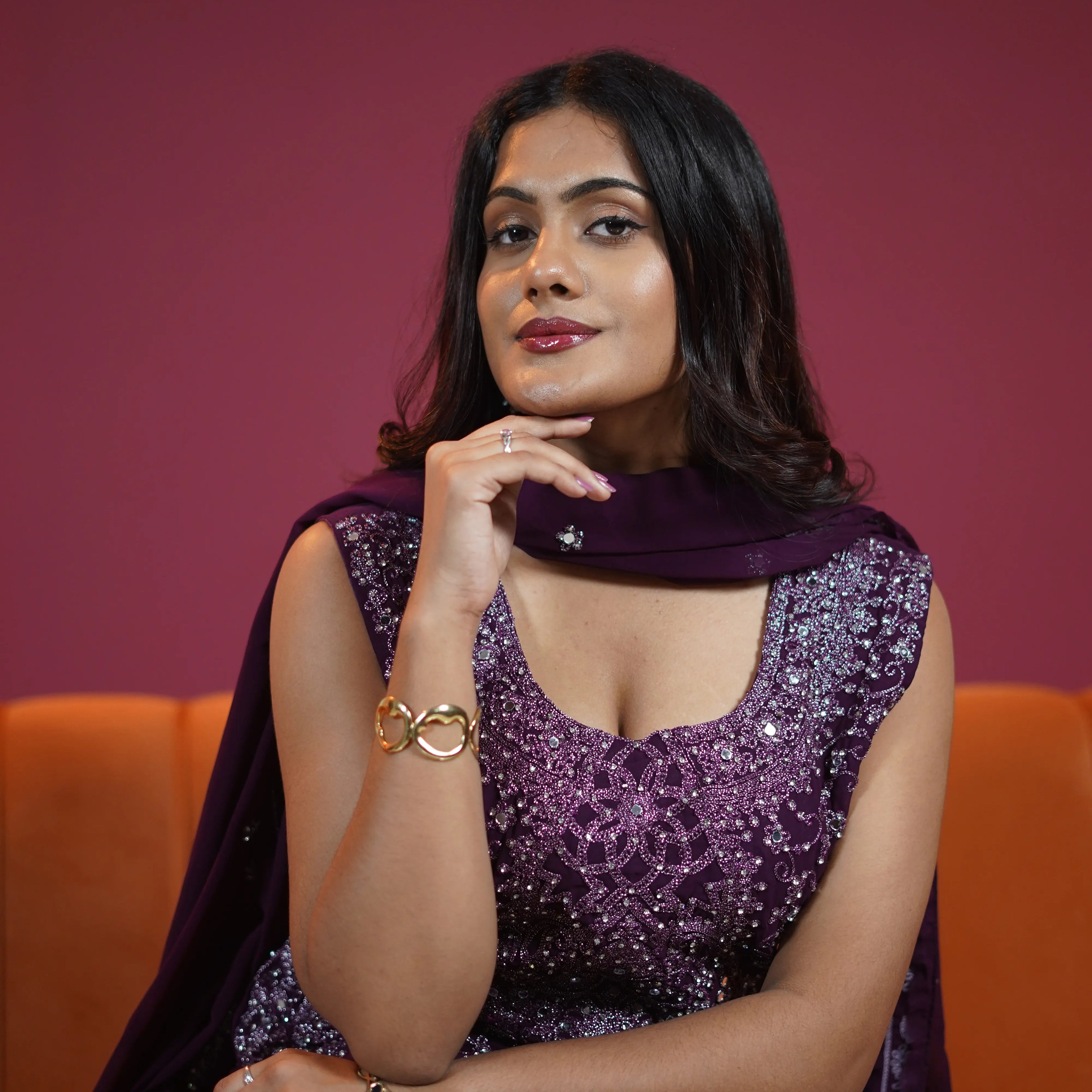 Purple Designer Sharara Set