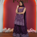 Purple Designer Sharara Set
