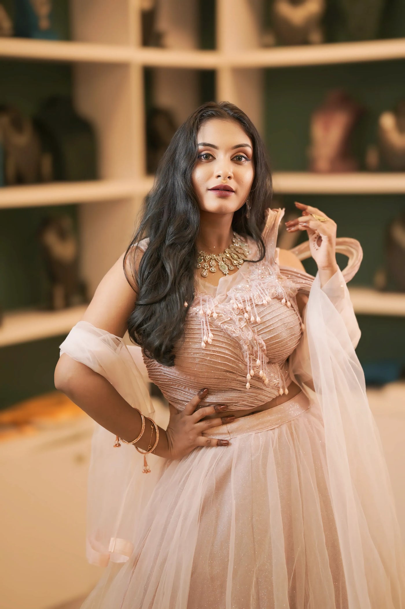 Pastel Pink Cold-Shoulder Crop Top