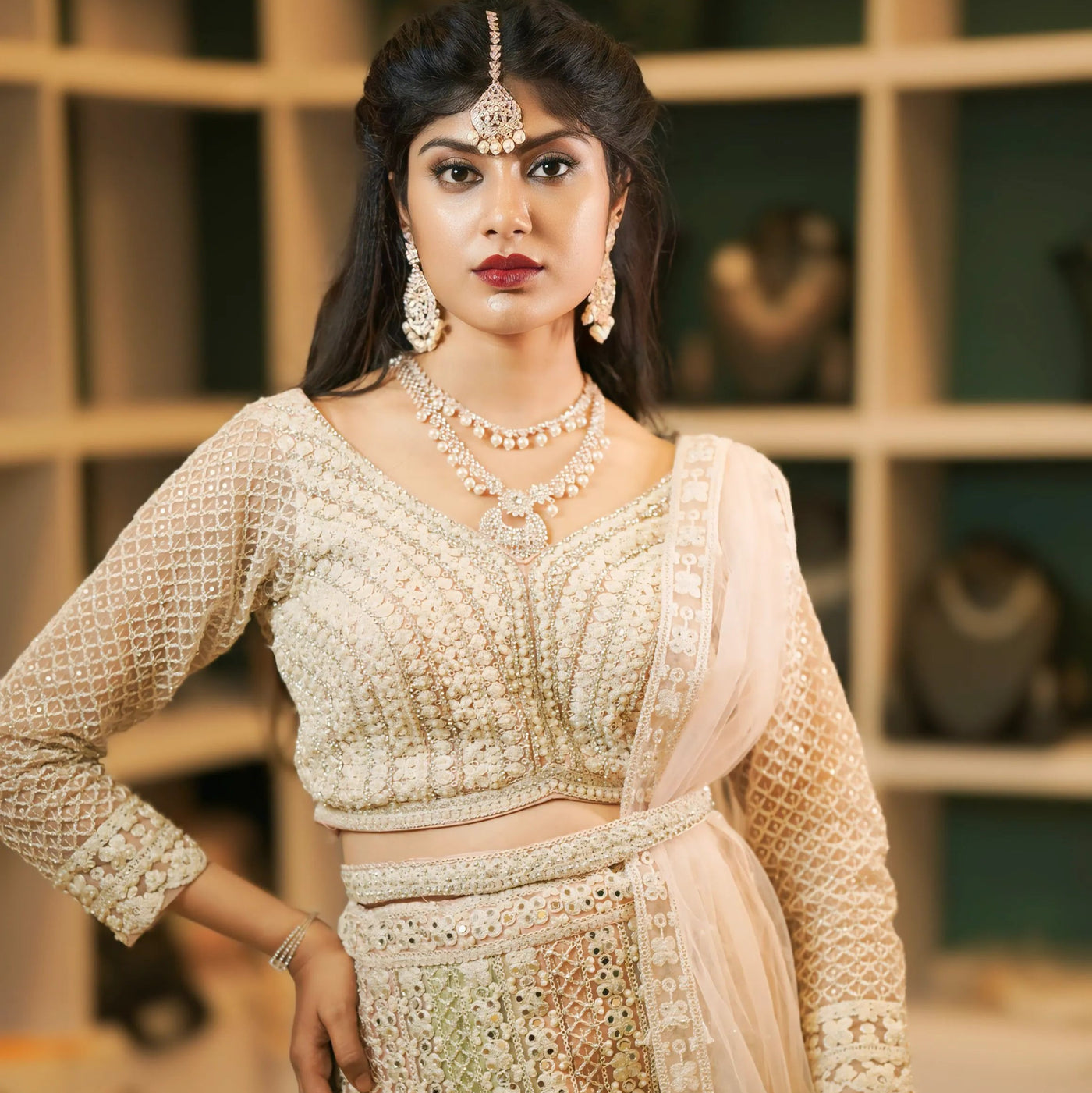 Ivory Embroidered Bridal Lehenga