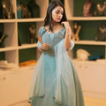 Sky blue crop top Lehenga