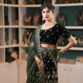 Green and Gold Embroidered Lehenga