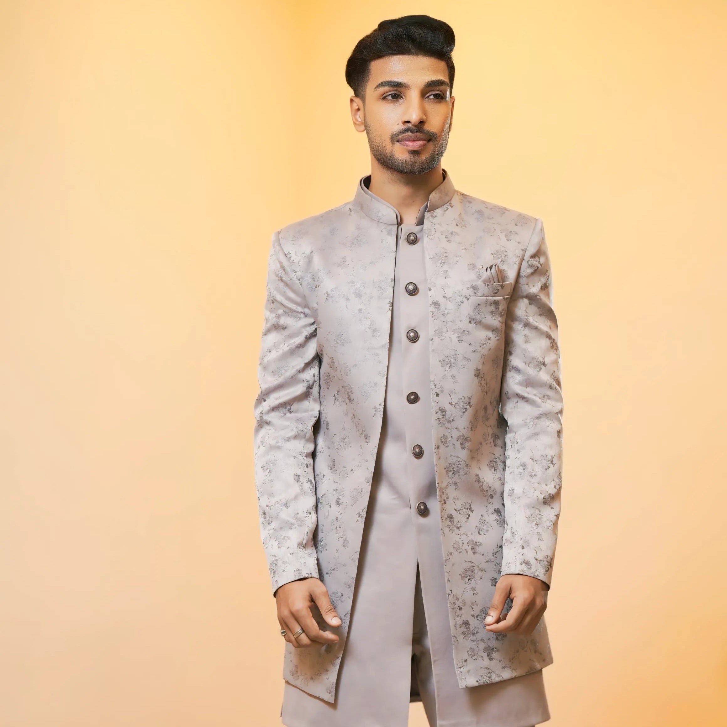 Silver Grey Indo-Western Sherwani