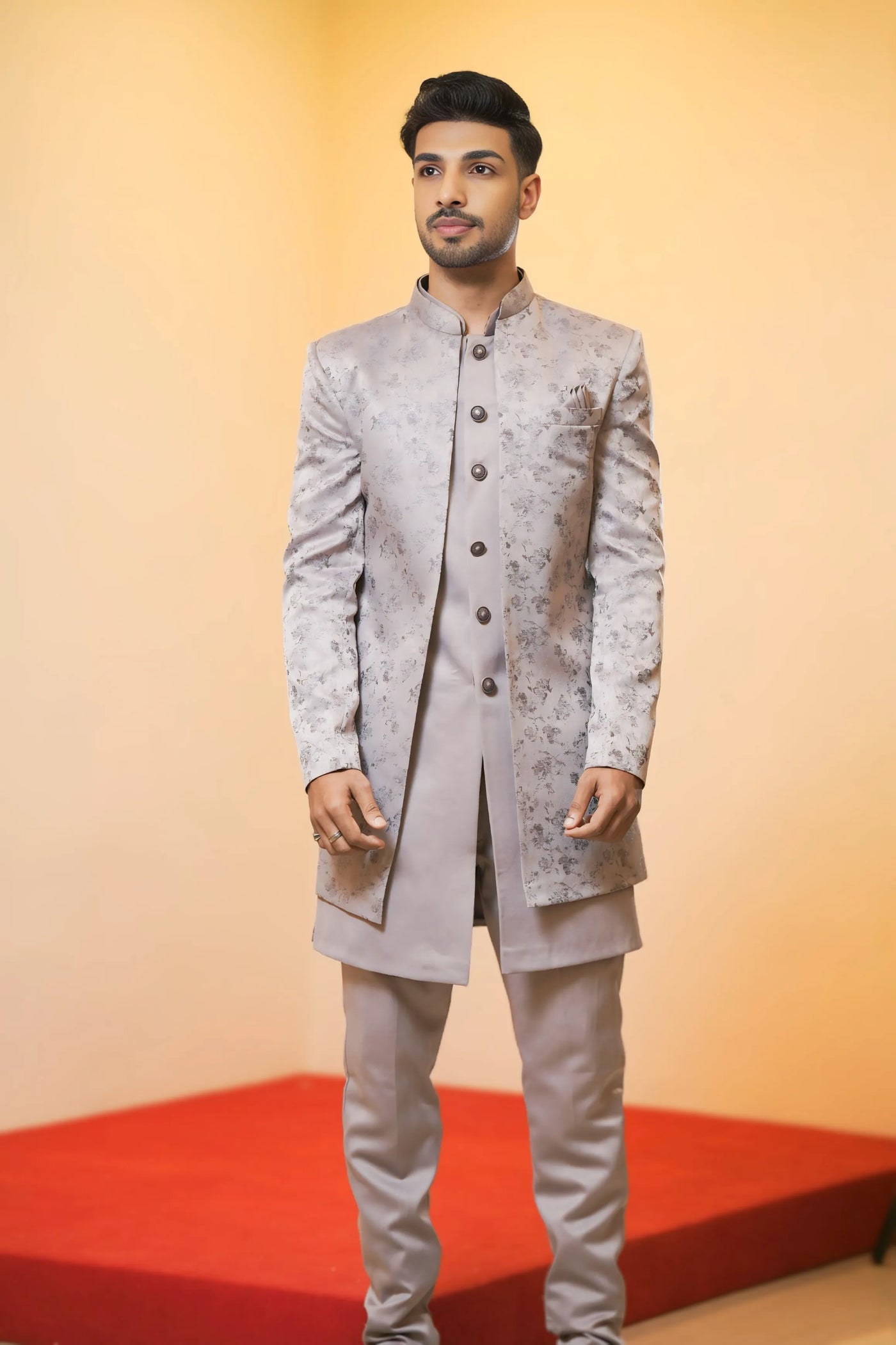 Silver Grey Indo-Western Sherwani