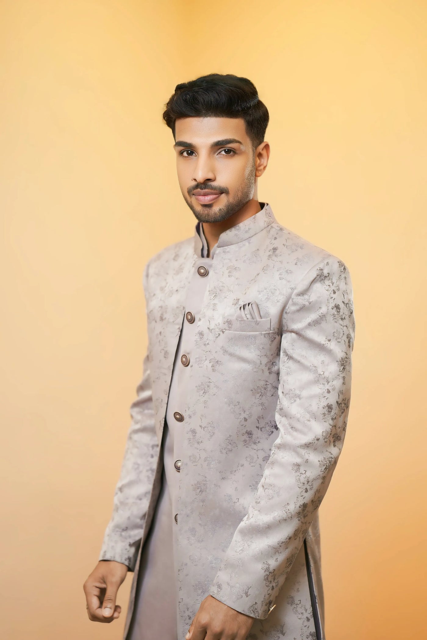 Silver Grey Indo-Western Sherwani