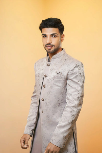 Silver Grey Indo-Western Sherwani
