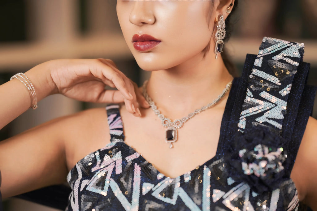 Black Embroidered Crop Top