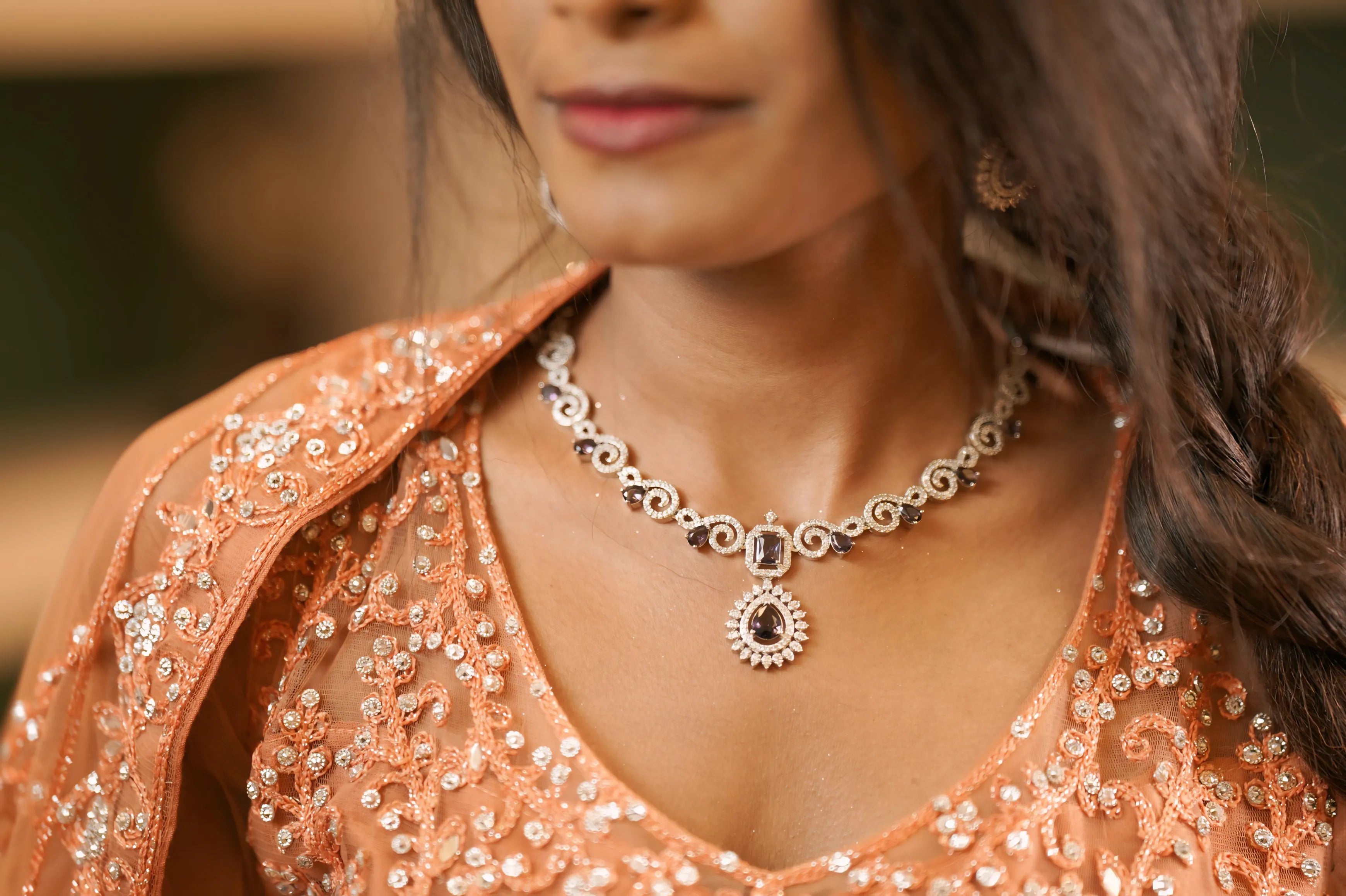 Copper Peach Embroidered Crop Top
