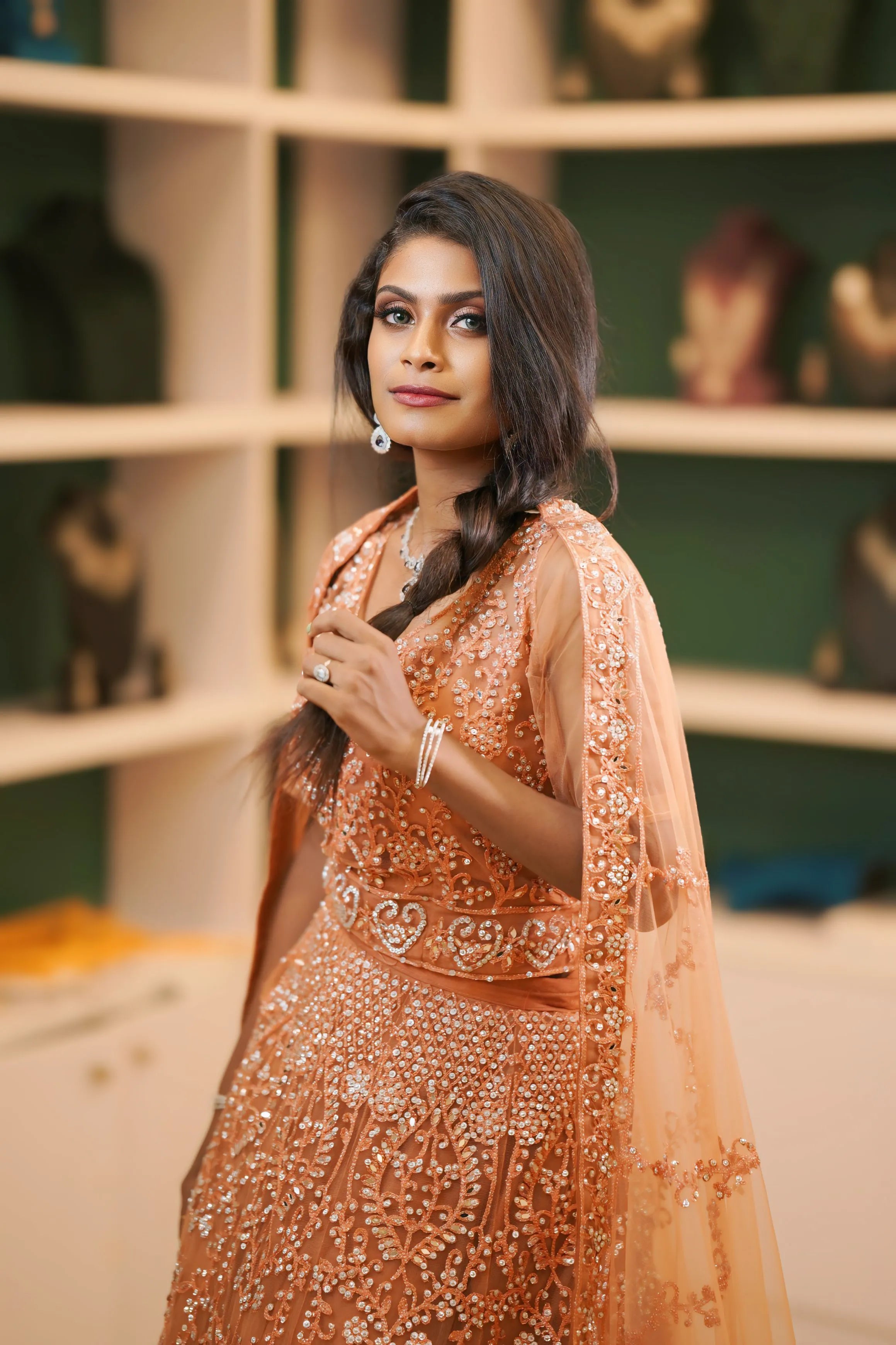 Copper Peach Embroidered Crop Top