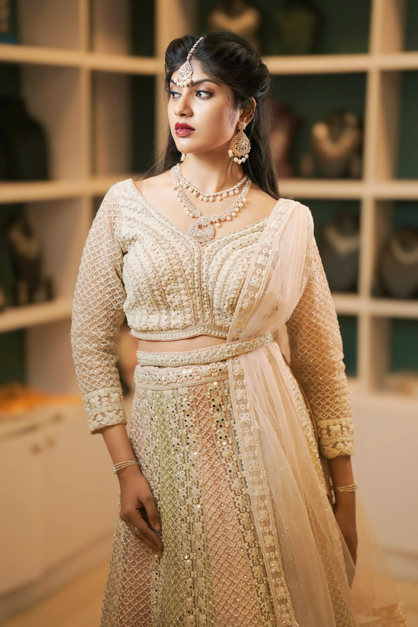 Ivory Embroidered Bridal Lehenga