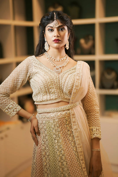 Ivory Embroidered Bridal Lehenga
