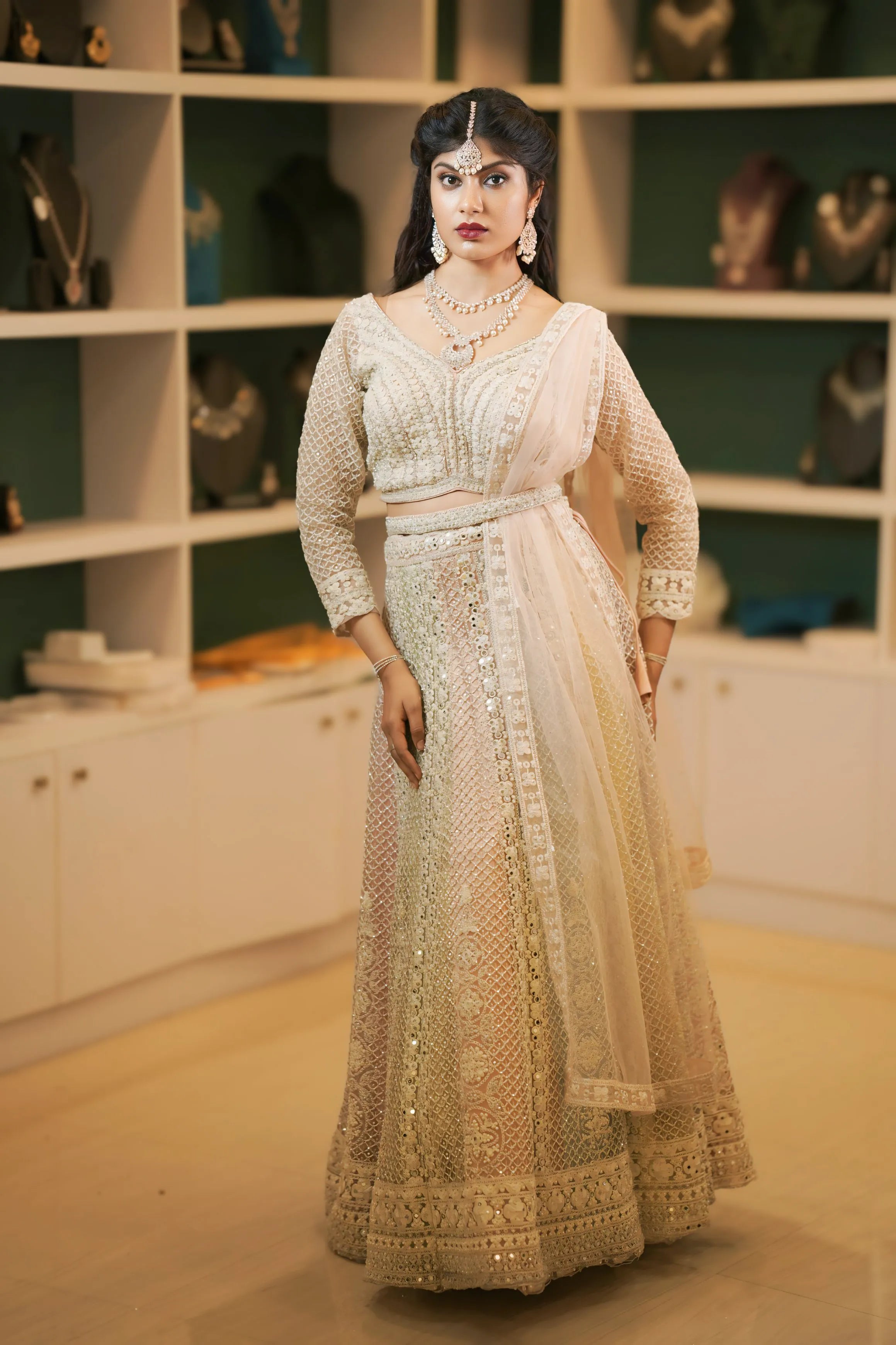 Ivory Embroidered Bridal Lehenga