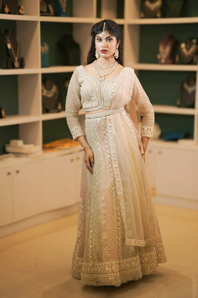 Ivory Embroidered Bridal Lehenga