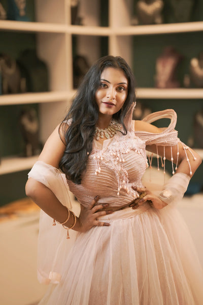 Pastel Pink Cold-Shoulder Crop Top