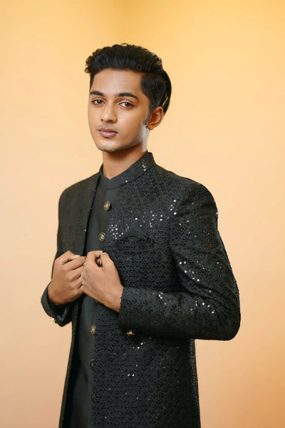 Black Indo-Western Sherwani