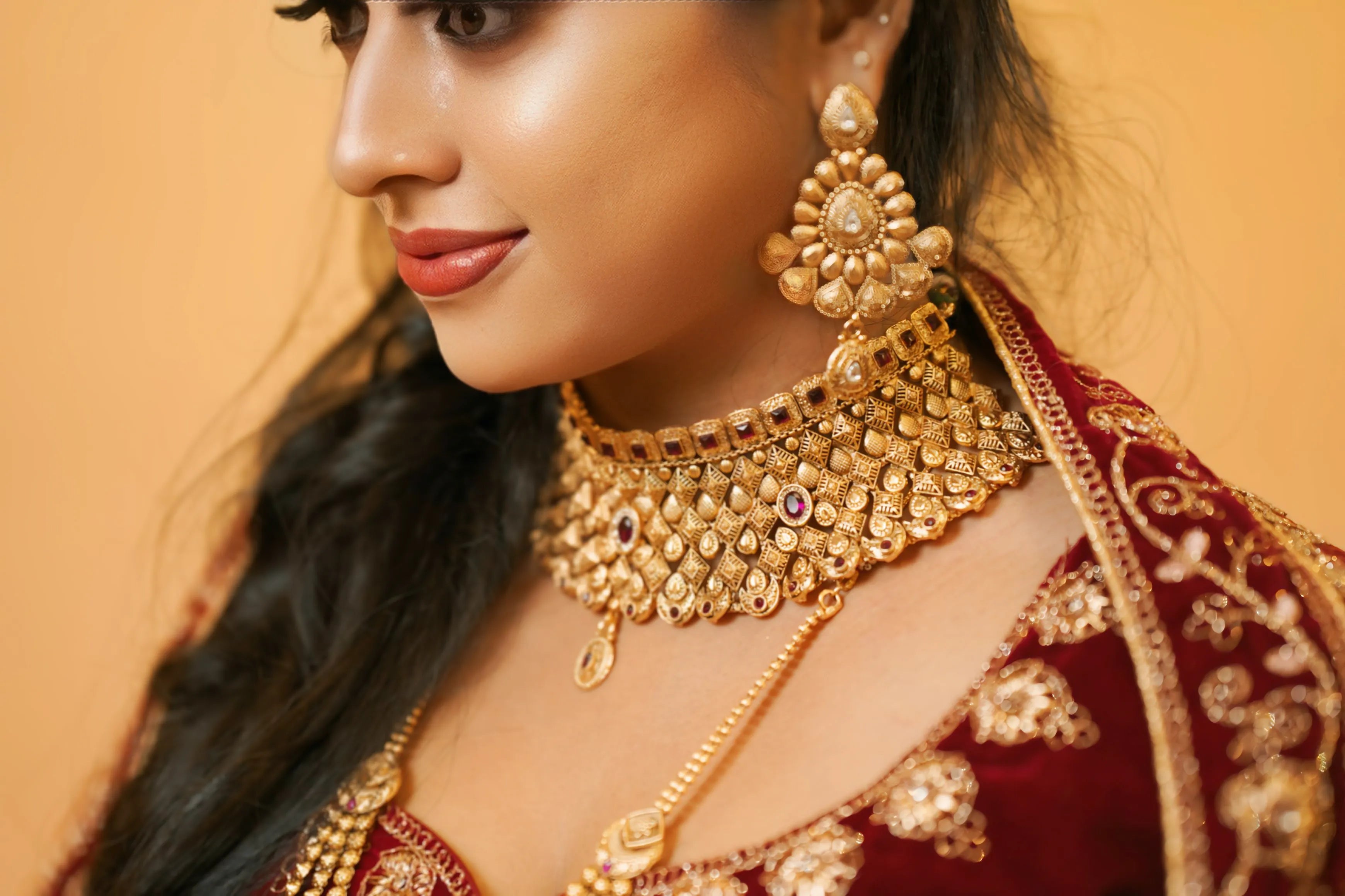 Maroon Velvet Bridal Lehenga