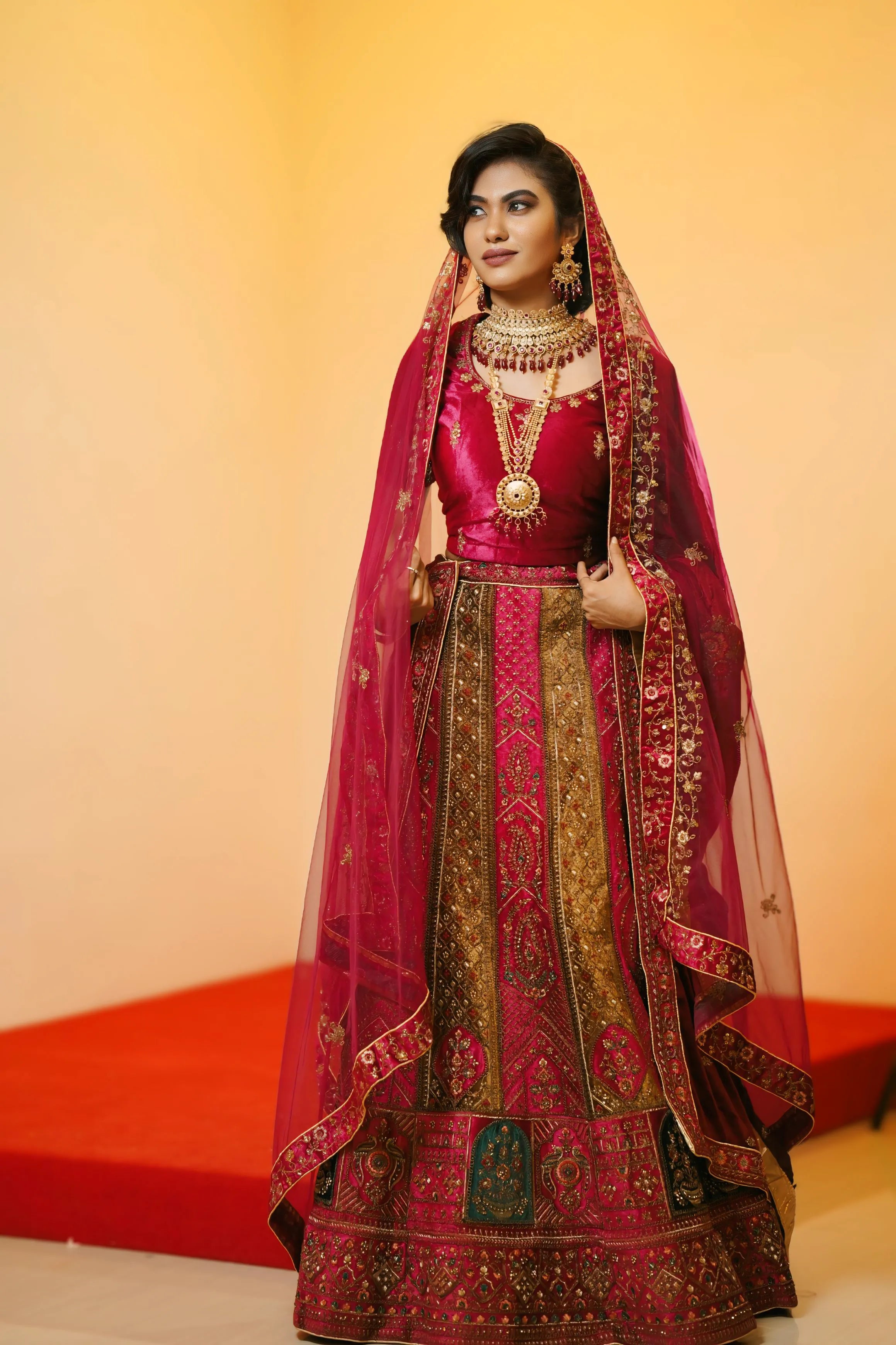 women Magenta Pink Bridal Lehenga