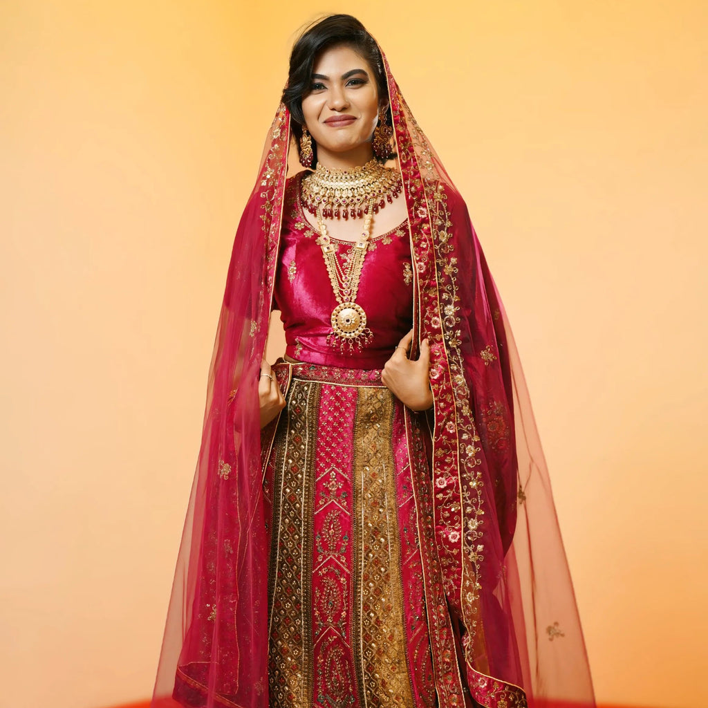 women Magenta Pink Bridal Lehenga