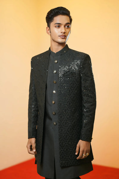 Black Indo-Western Sherwani
