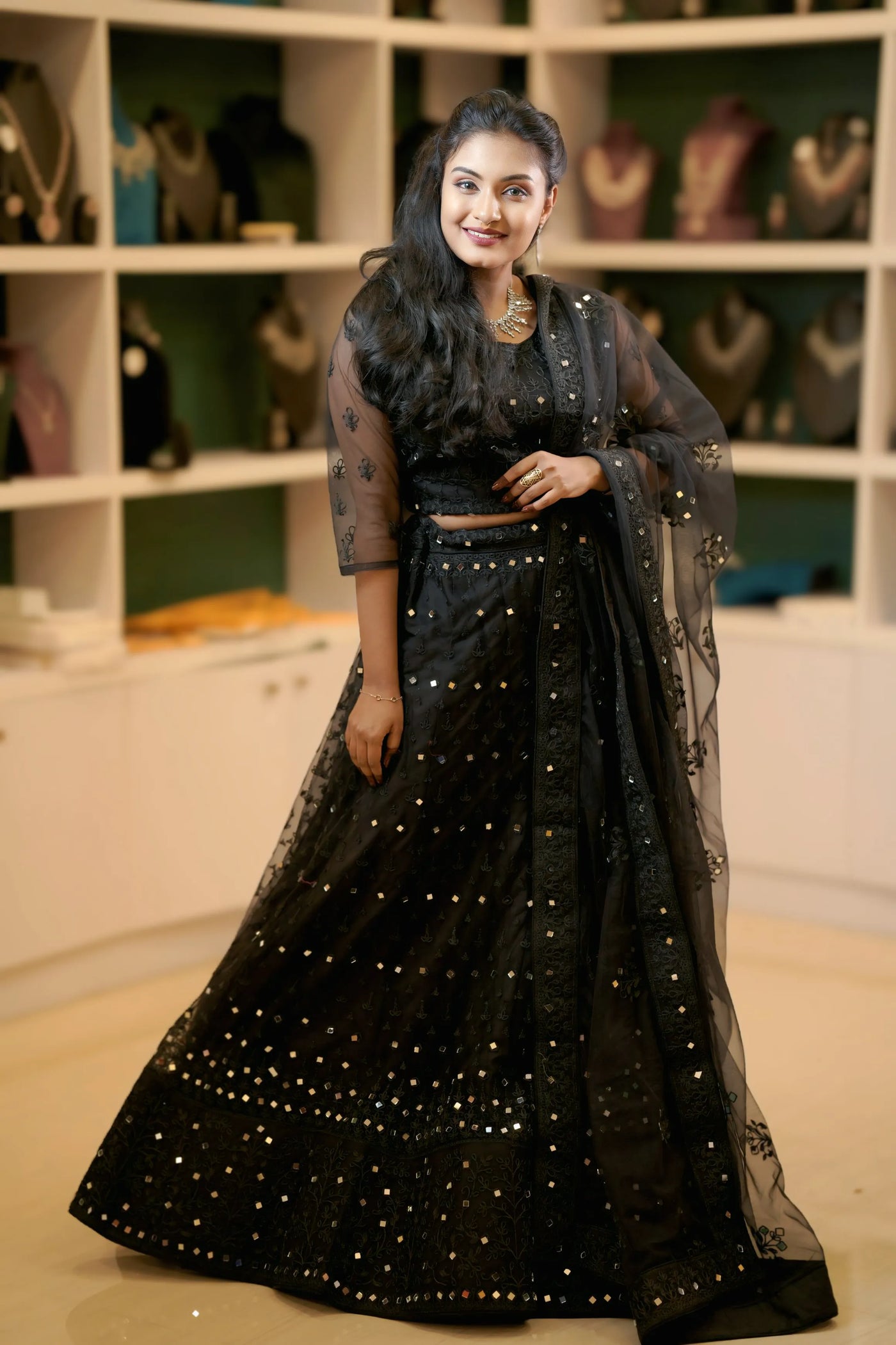 Black Sequin Embroidered Lehenga