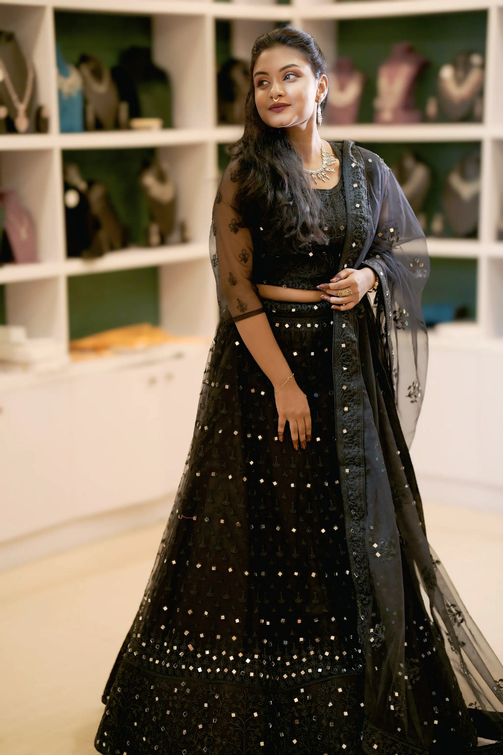 Black Sequin Embroidered Lehenga