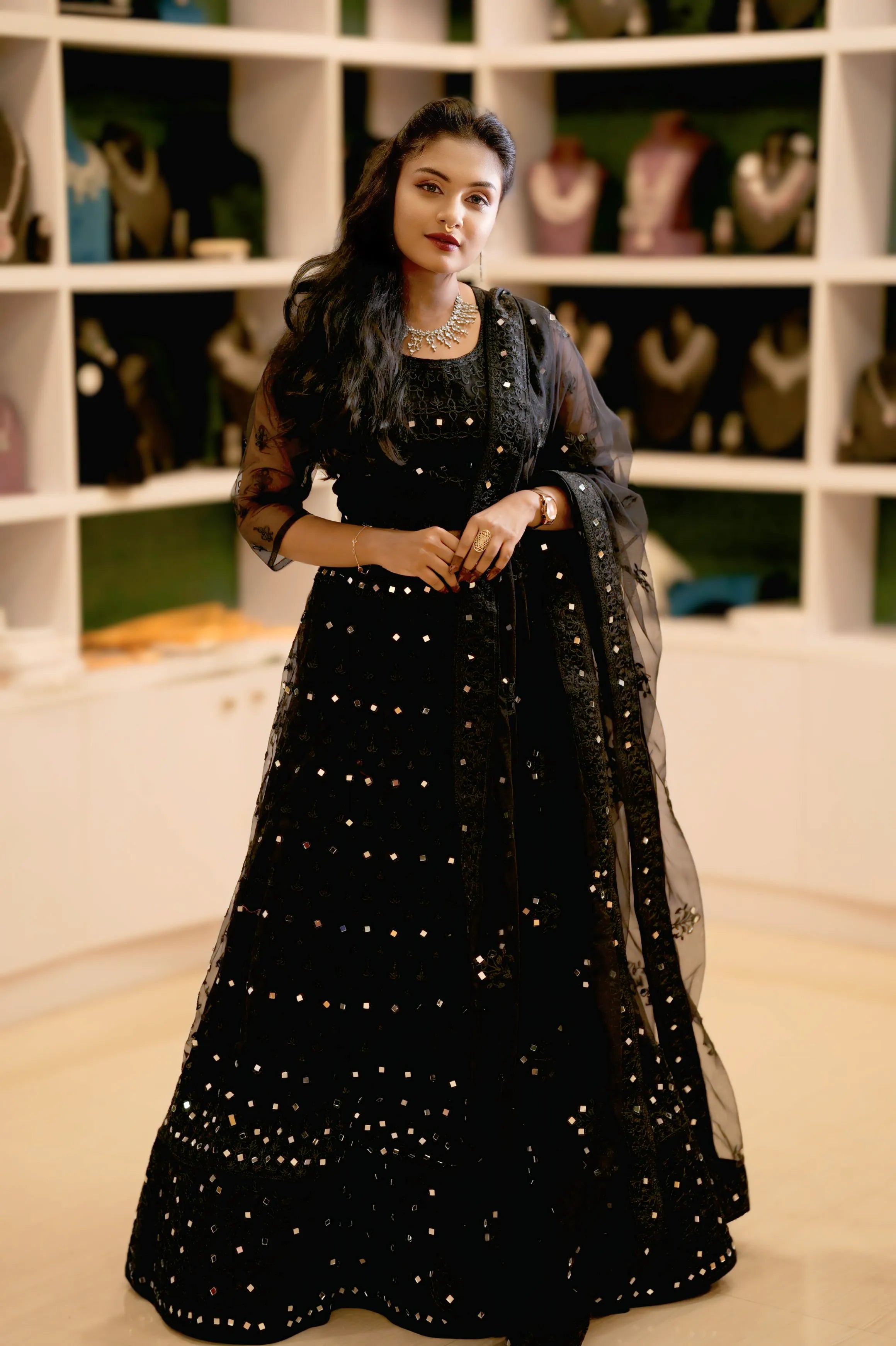 Black Sequin Embroidered Lehenga
