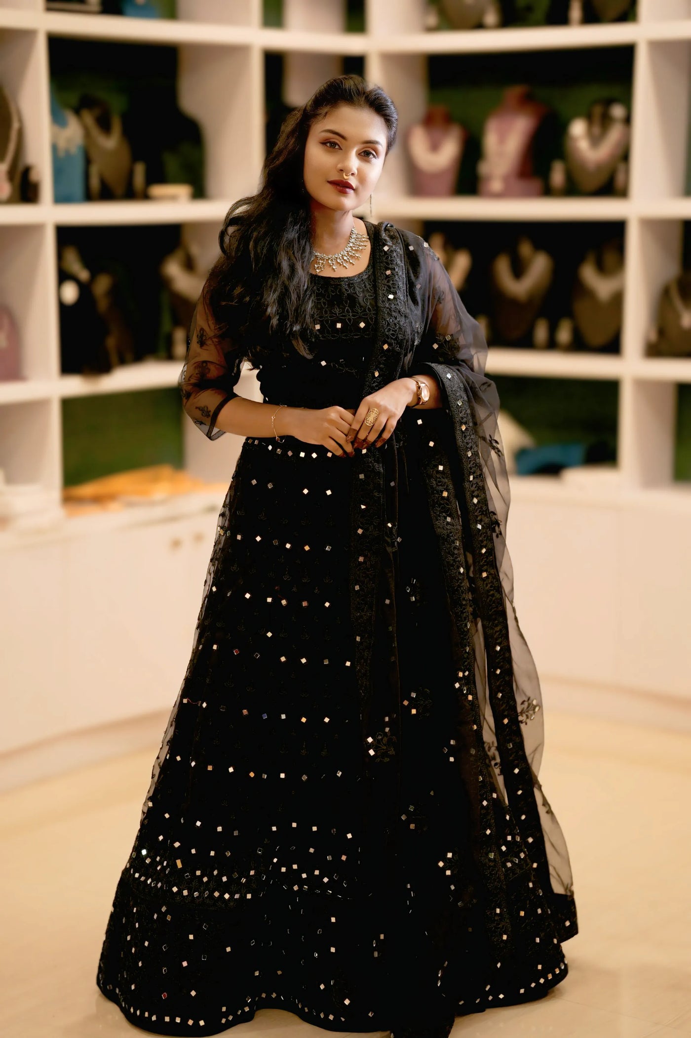 Black Sequin Embroidered Lehenga