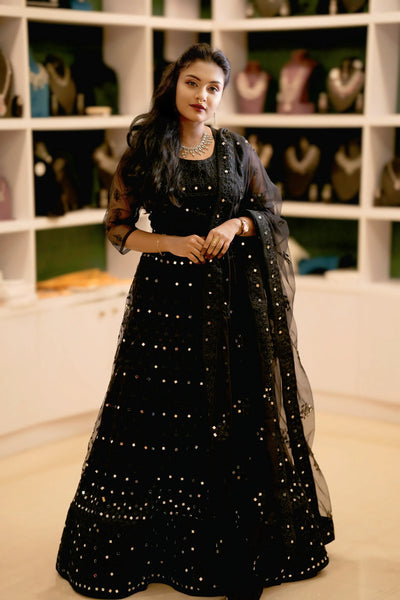 Black Sequin Embroidered Lehenga