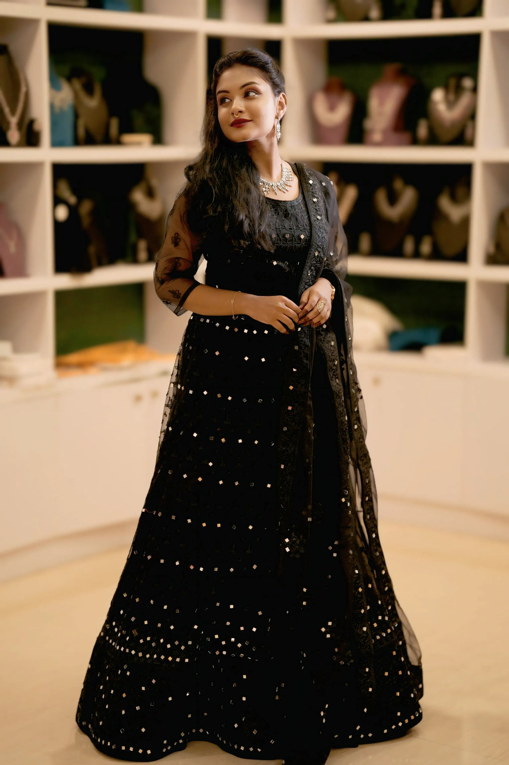 Black Sequin Embroidered Lehenga
