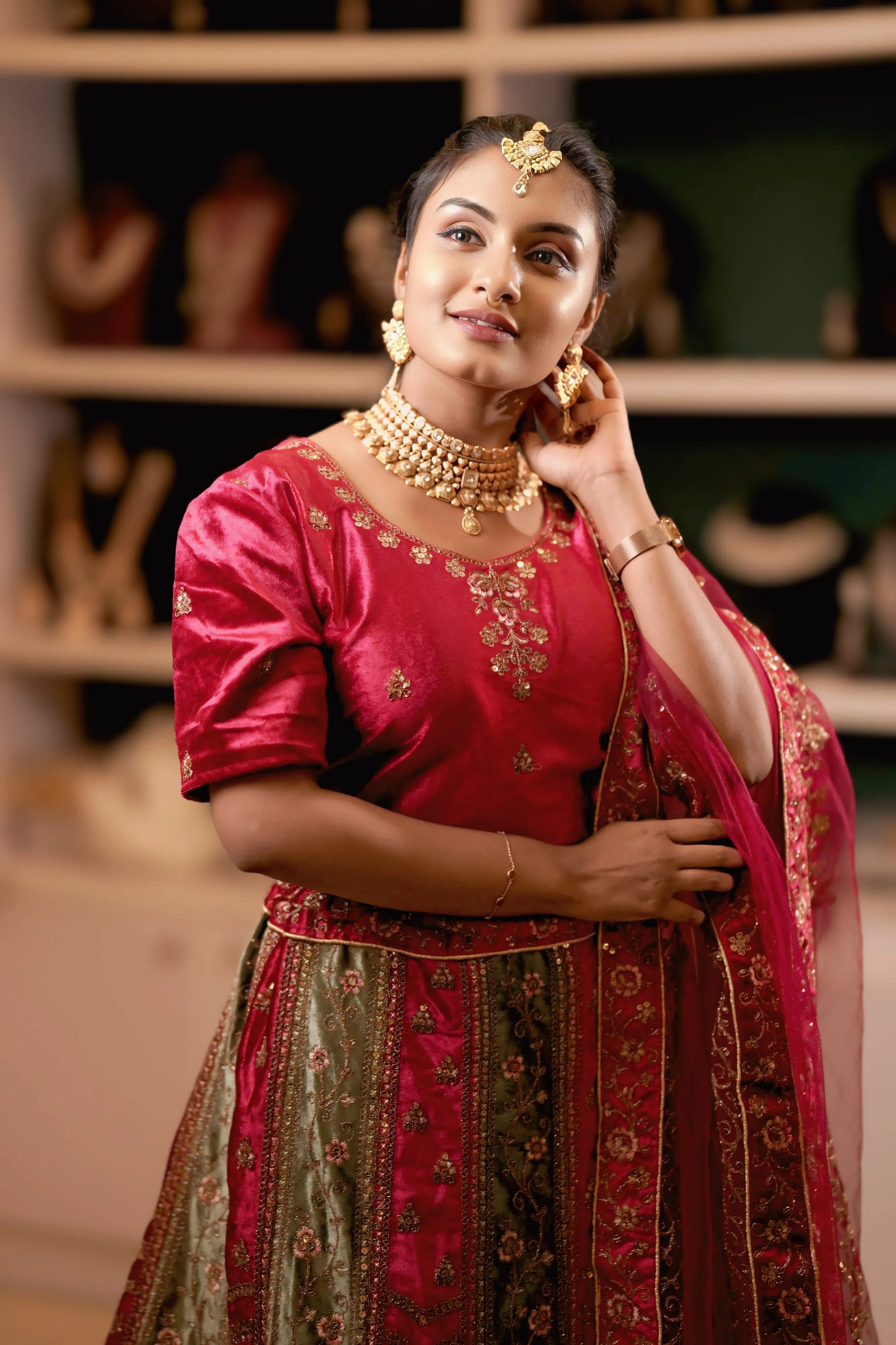 Maroon Silk Bridal Lehenga