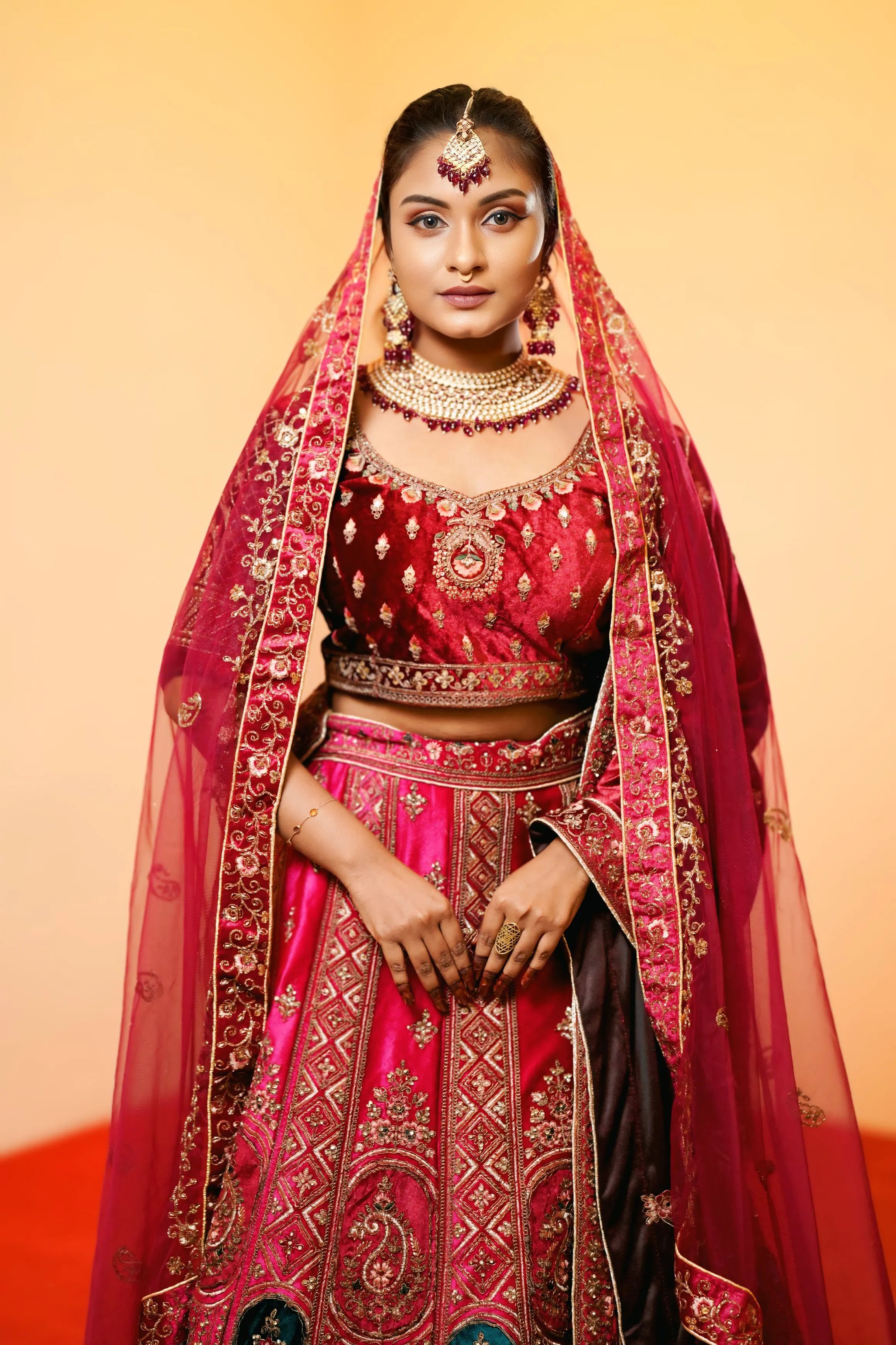 Maroon & Magenta Bridal Lehenga