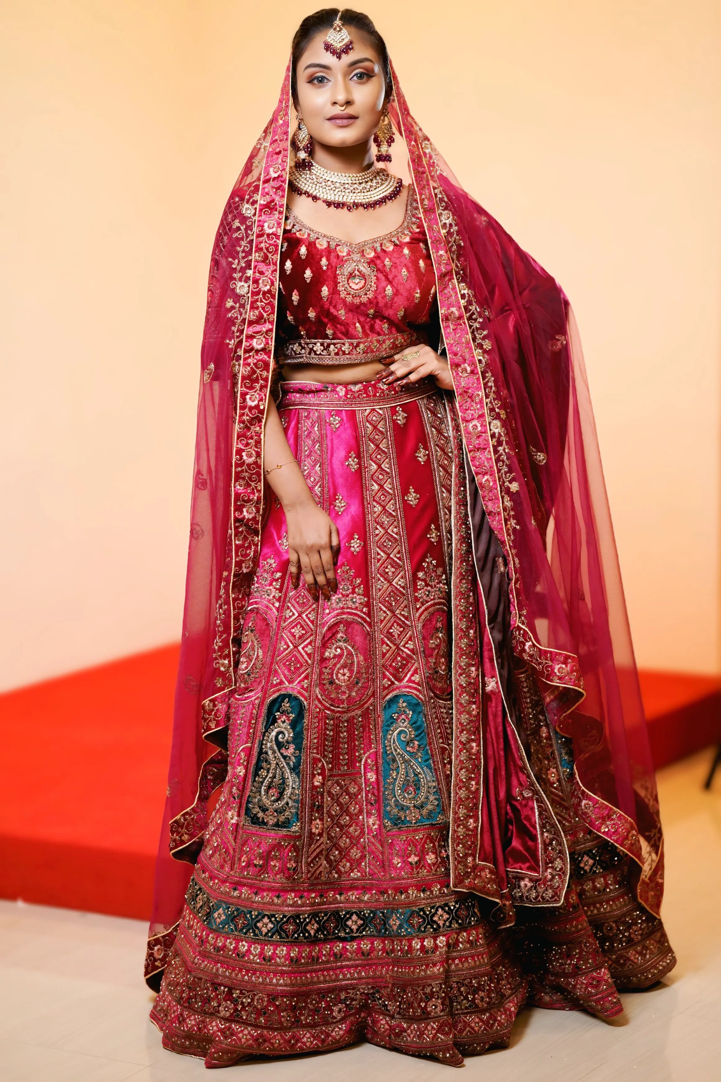 Maroon & Magenta Bridal Lehenga