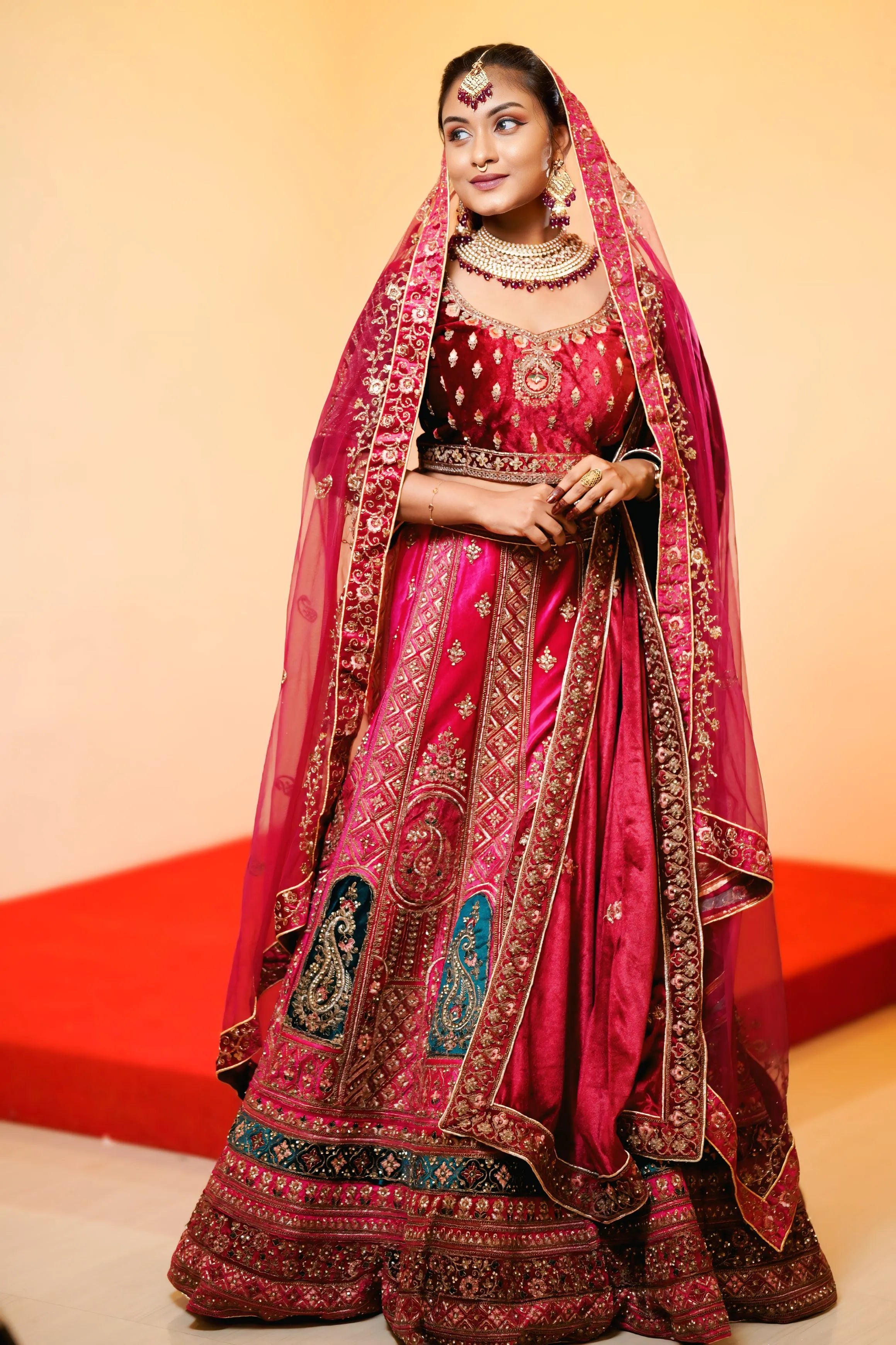 Maroon & Magenta Bridal Lehenga